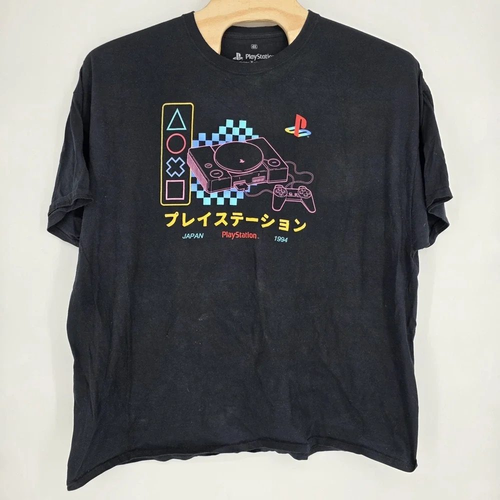 PlayStation Shirt Mens 4X Black Gamer Japan 1994 Video Games Action Controller